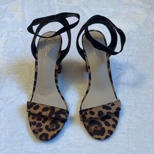 Chic Leopard Print Heels with Black Straps